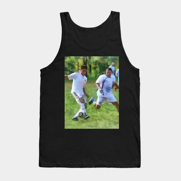 Soccer - Kicking Soccer Ball Tank Top by SusanSavad